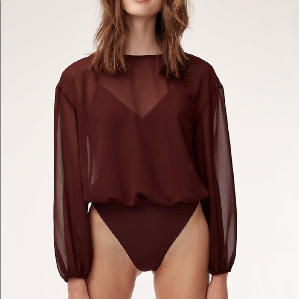 Aritzia Talmont bodysuit rust red xs